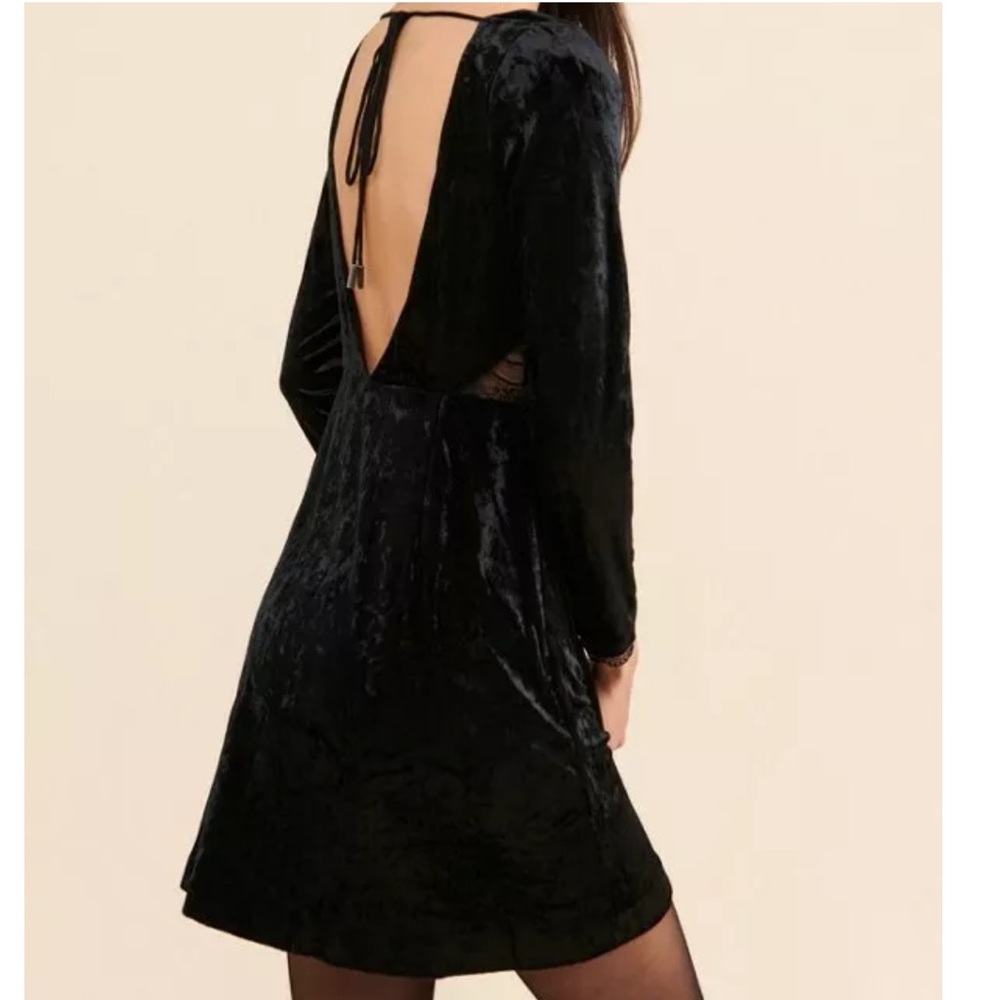 NEW FREE PEOPLE KAT VELVET MINI DRESS in Black Size Medium NWT - Picture 10 of 10